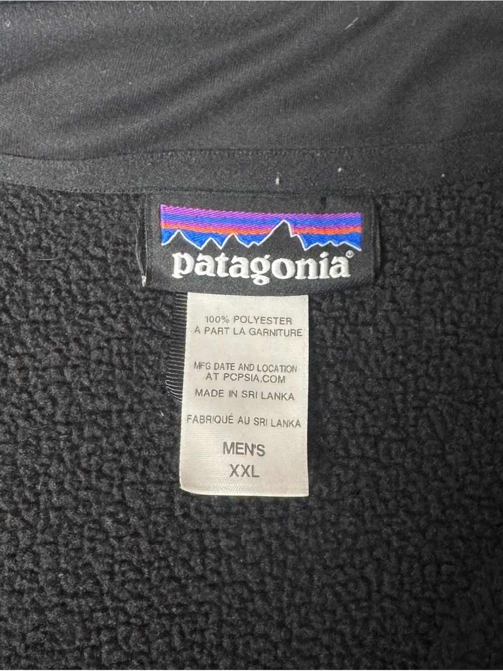 Patagonia Synchilla Fleece Vest Black Full Zip Men’s XXL Outdoor Hiking